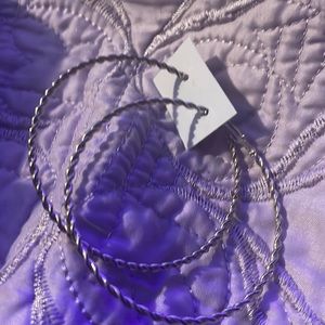 Large Silver Twist Detail Hoop Earrings